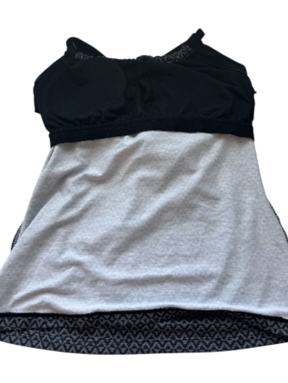 Prana Quinn Jacquard Tank Top Women's Size Medium Charcoal Built-In Bra Racerbac - Picture 9 of 12